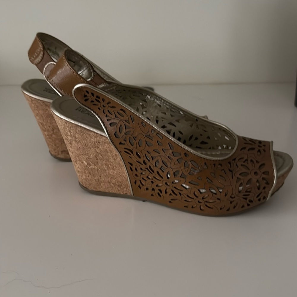 Kenneth Cole 8m - leather & cork wedges